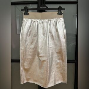 Dolce & Gabbana Faux Leather High Waist Metallic Silver Skirt
